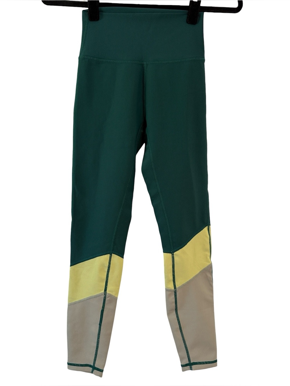 WILO Green, Yellow, and Grey Colorblock Athletic Leggings